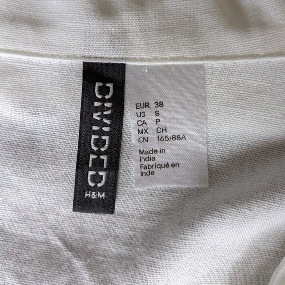 Simons White Cropped Linen T-Shirt with Buttons Women Size Medium - Picture 9 of 9
